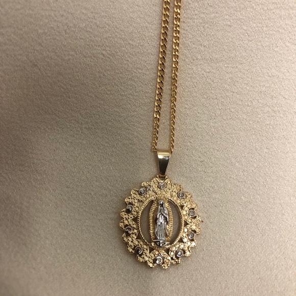 18k Gold Filled Virgin Mary/Cadena de la virgen Guadalupe - Picture 4 of 6